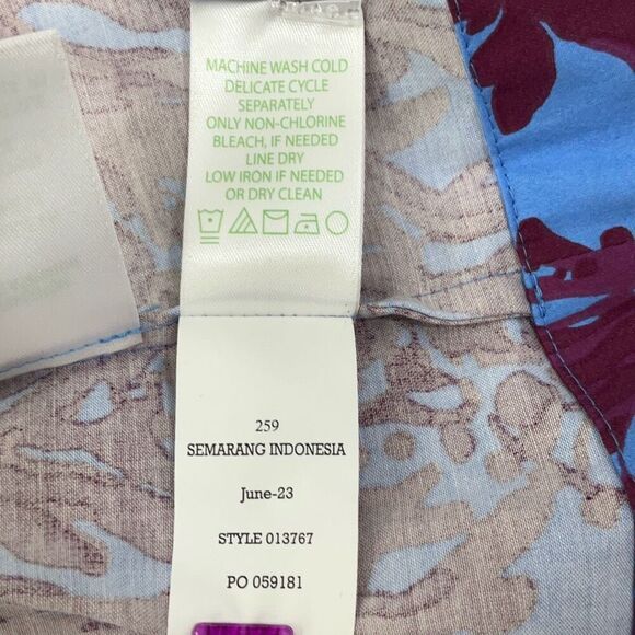 Lilly Pulitzer Blue Red Floral Tie Front Square Neck Short Sleeve Blouse Size 2 - Picture 7 of 8